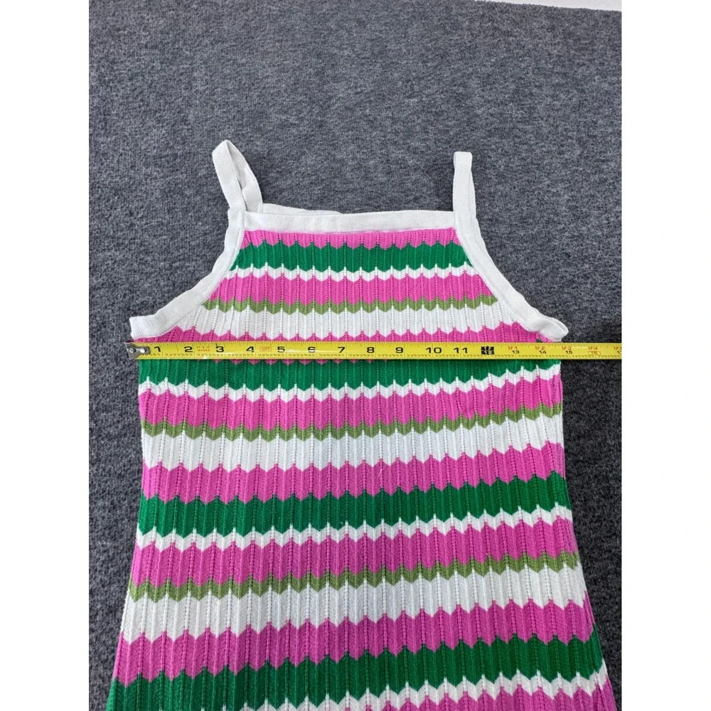 Rare Editions Girls Pink Green White Chevron Stripe Knit Sweater Dress Size 16